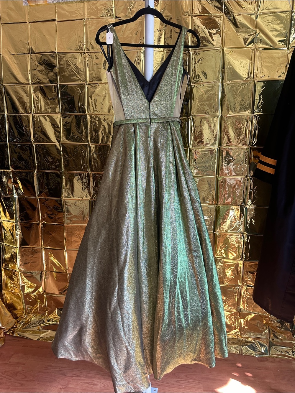 Jovani Metallic Green V-Neck Ball Gown - Picture 3 of 6